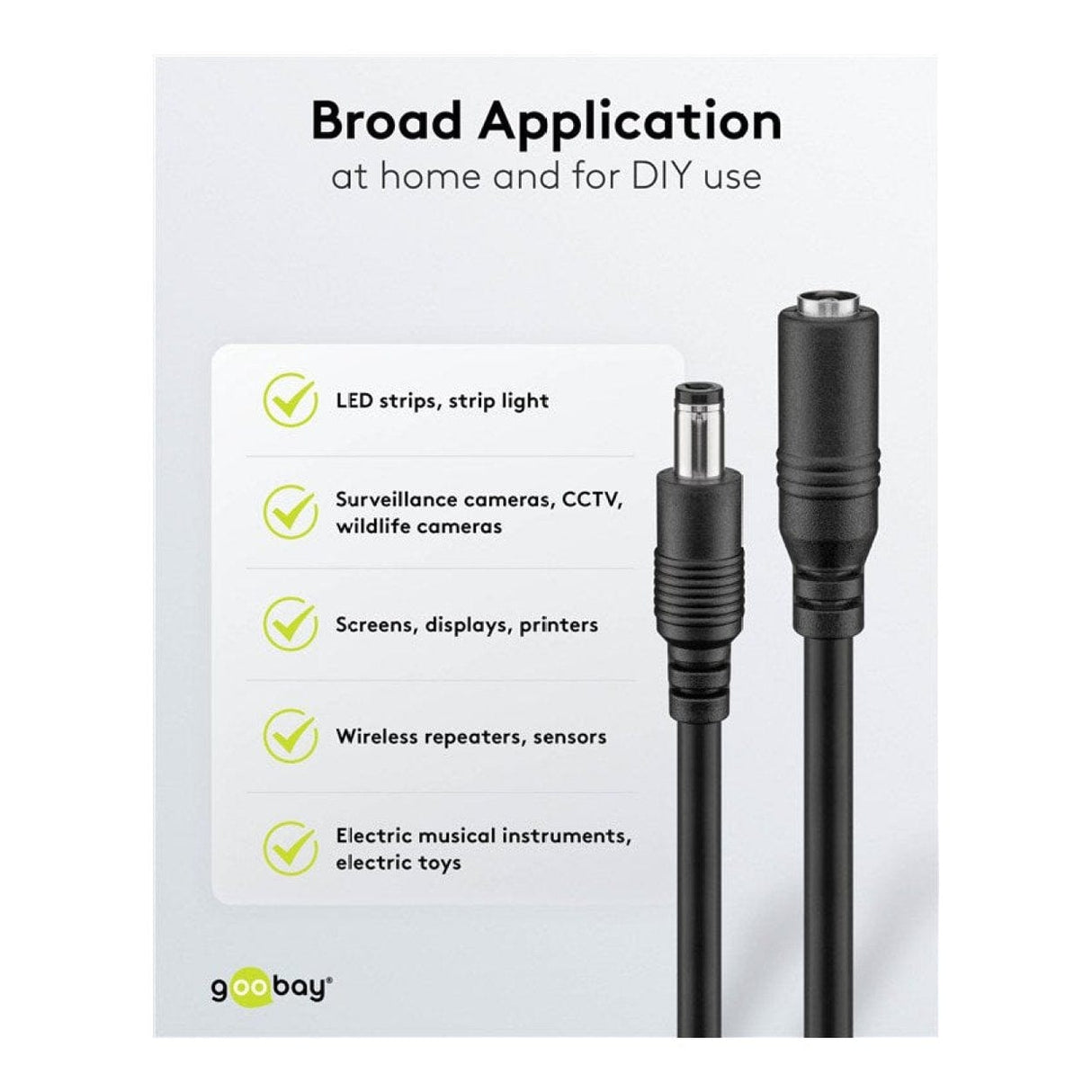 Goobay 5.5x2.1mm DC Extension Cable Black 71399