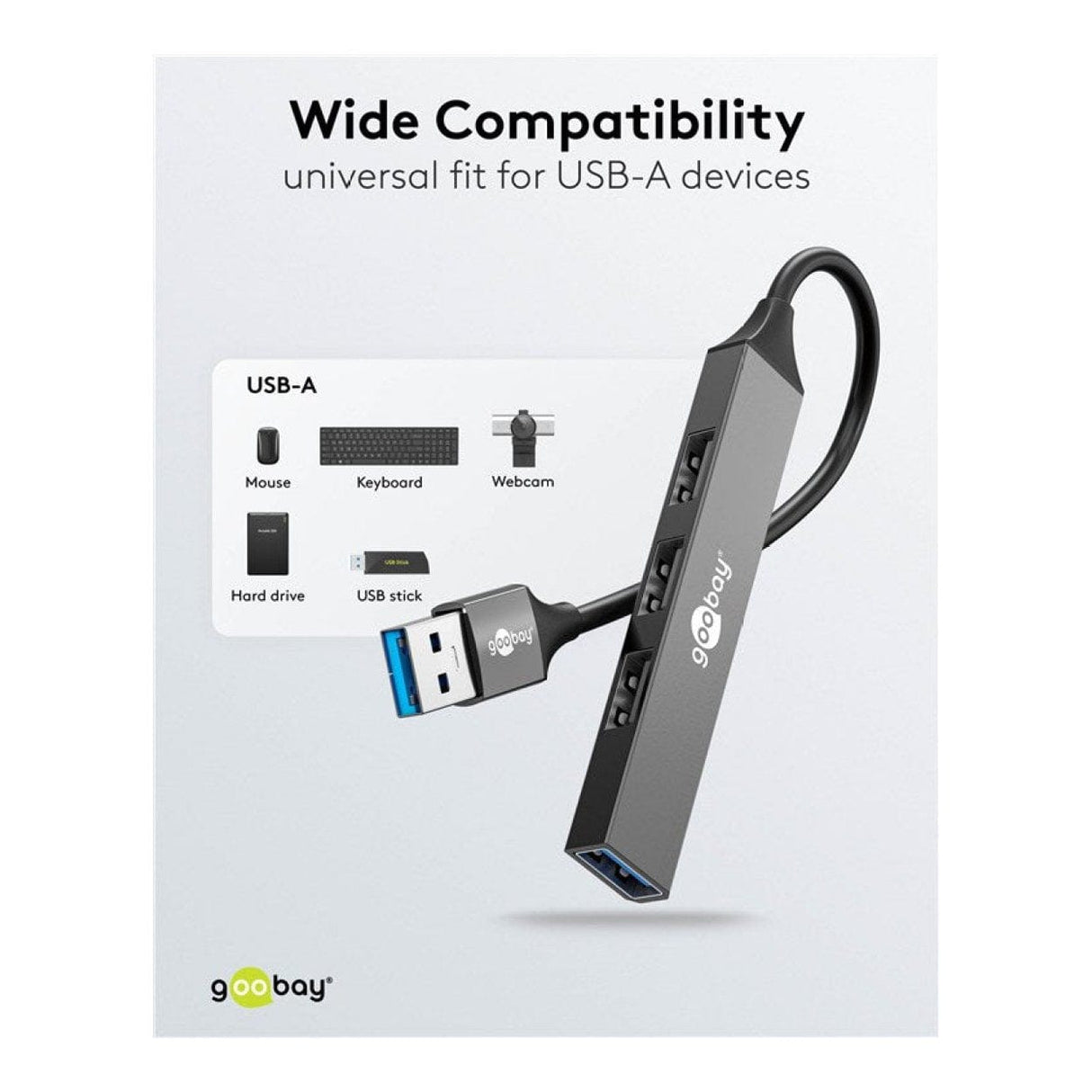 Goobay Slim 4-Port USB Hub Grey 74456
