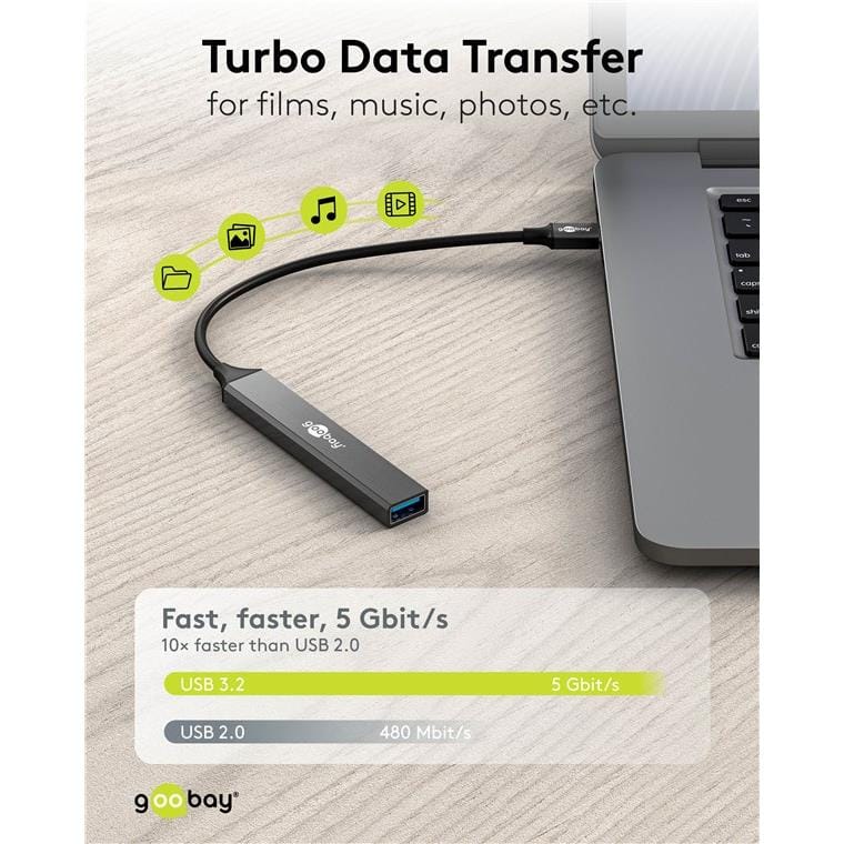 Goobay USB 3.2 Gen 1 Type-C 5000 Mbit/s Interface Hub Light Grey 74459