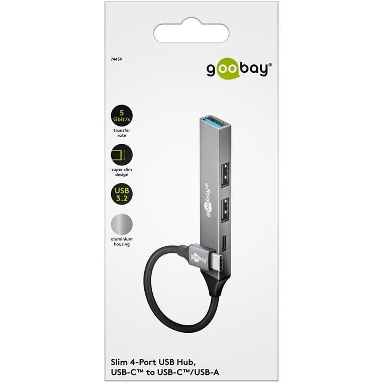 Goobay USB 3.2 Gen 1 Type-C 5000 Mbit/s Interface Hub Light Grey 74459