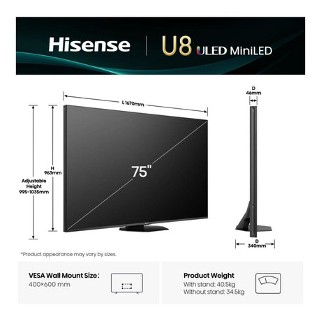 Hisense 75U8Q 75-inch 4K UHD Wi-Fi Smart TV