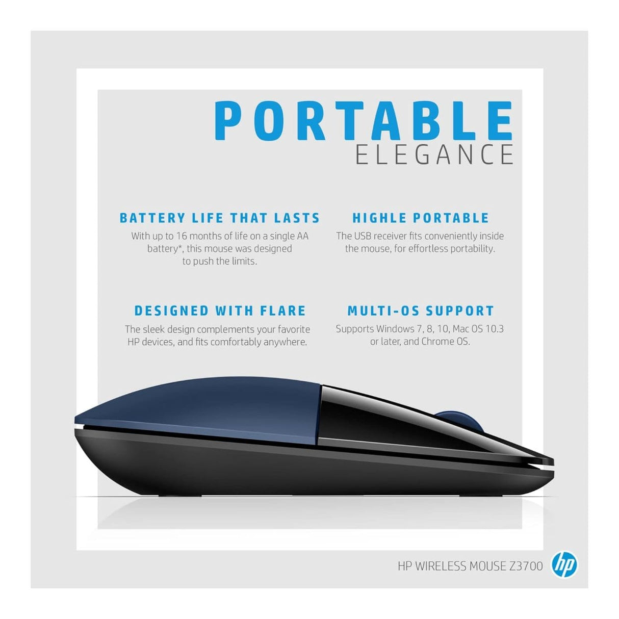 HP Z3700 Wireless Mouse Lumiere Blue 7UH88AA