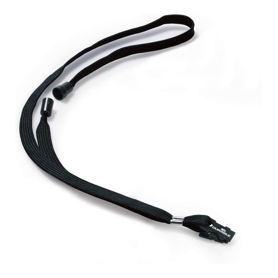Durable Textile Lanyard 10 with Plastic Clip 10-pack Black 811901