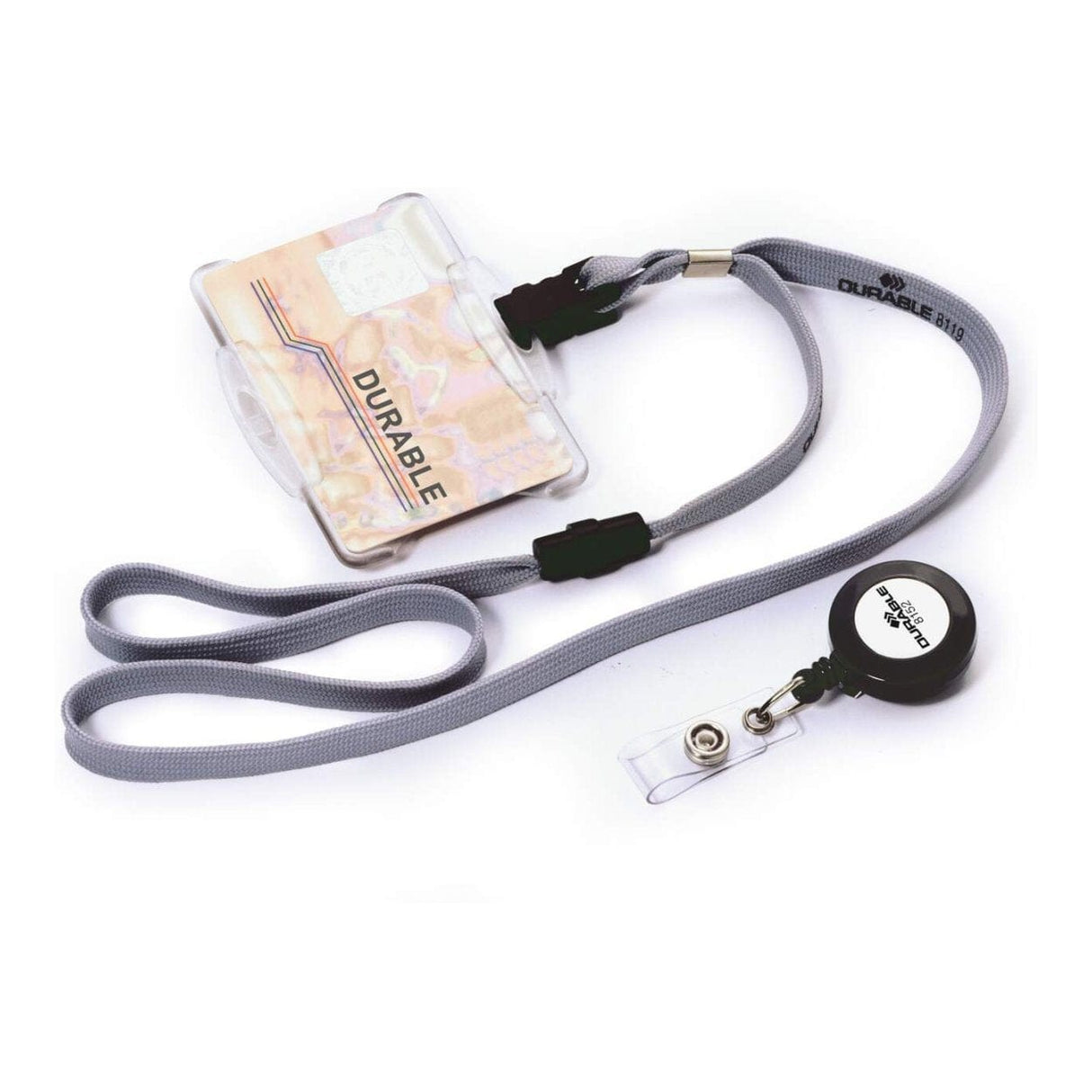 Durable Textile Lanyard 10 with Plastic Clip 10-pack Grey 811910