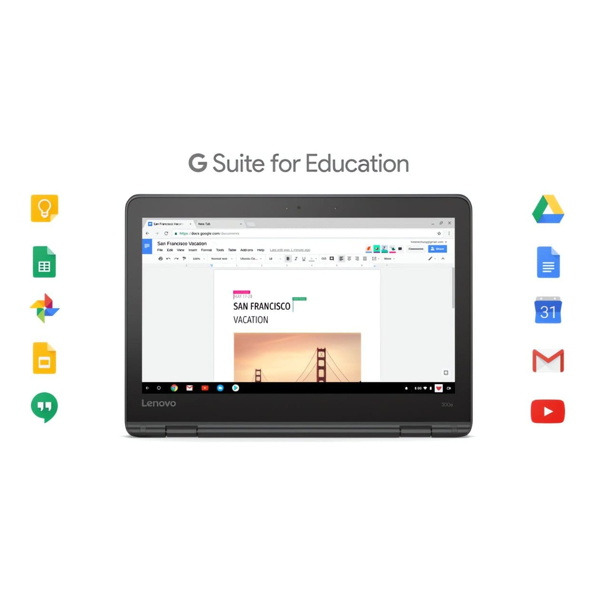 Lenovo 300e Chromebook G2 11.6-inch HD 2-in-1 Laptop - Intel Celeron N4120 64GB eMMC 8GB RAM Chrome OS 81MB0069SN