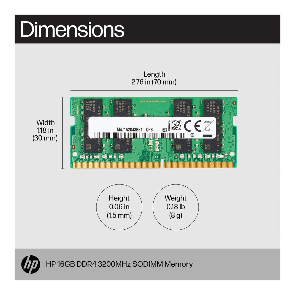 HP 8C4X9AA SODIMM Memory Module 16GB DDR4 3200MHz