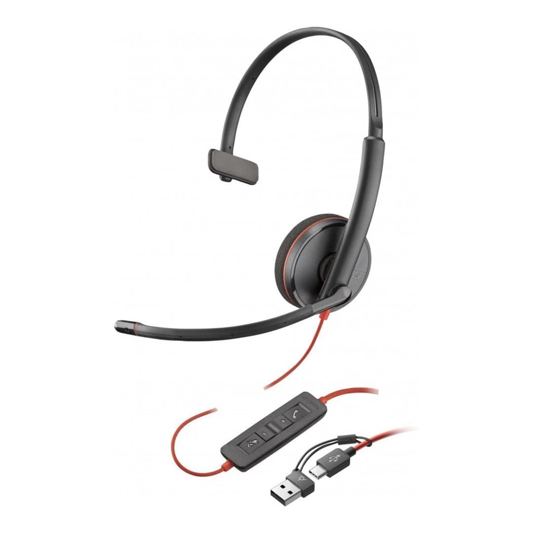 Poly Blackwire 3210 Monaural Wired Headset Black 8X2J8A6