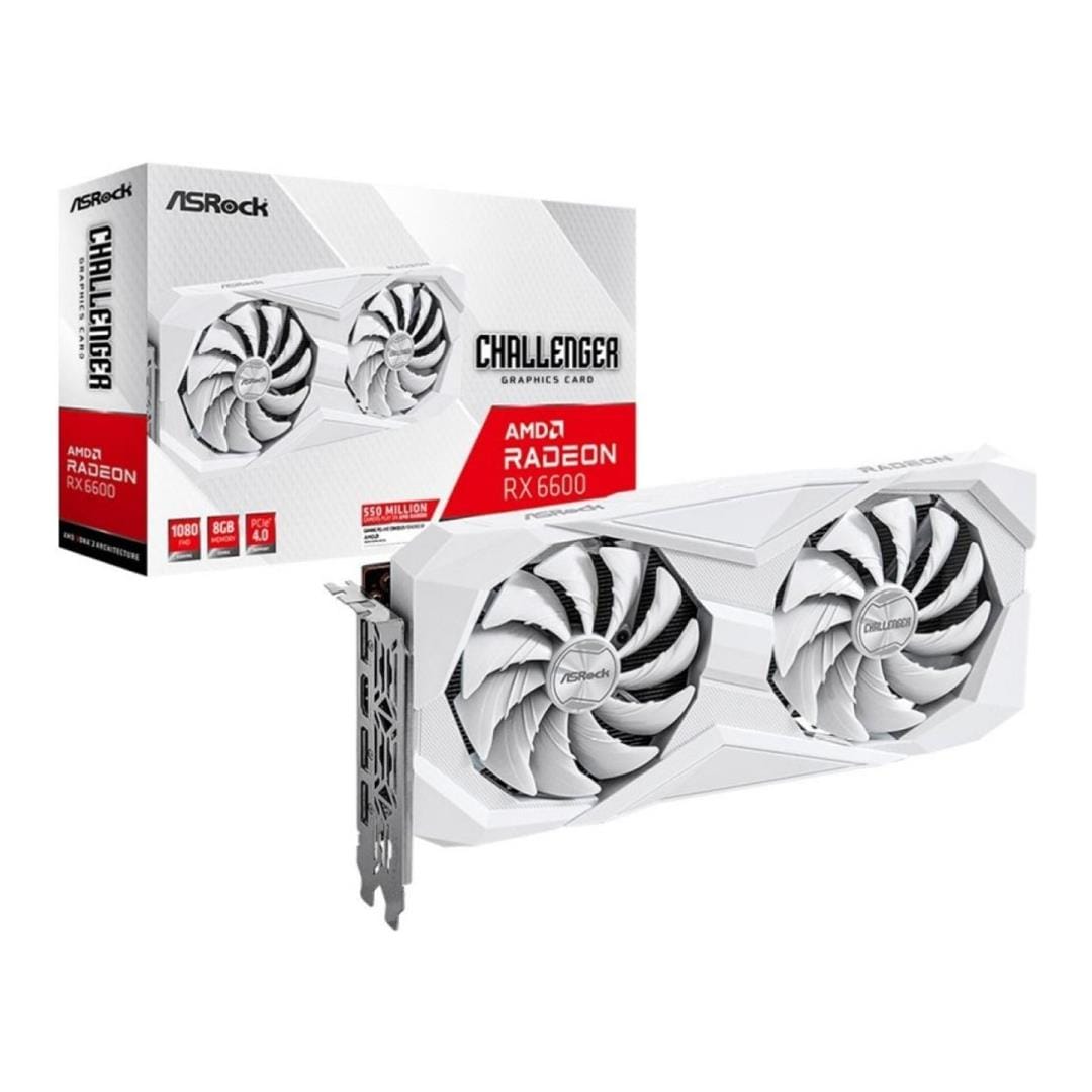 Asrock Challenger AMD Radeon RX 6600 8GB GDDR6 Graphics Card White 90-GA4UZZ-00UANF