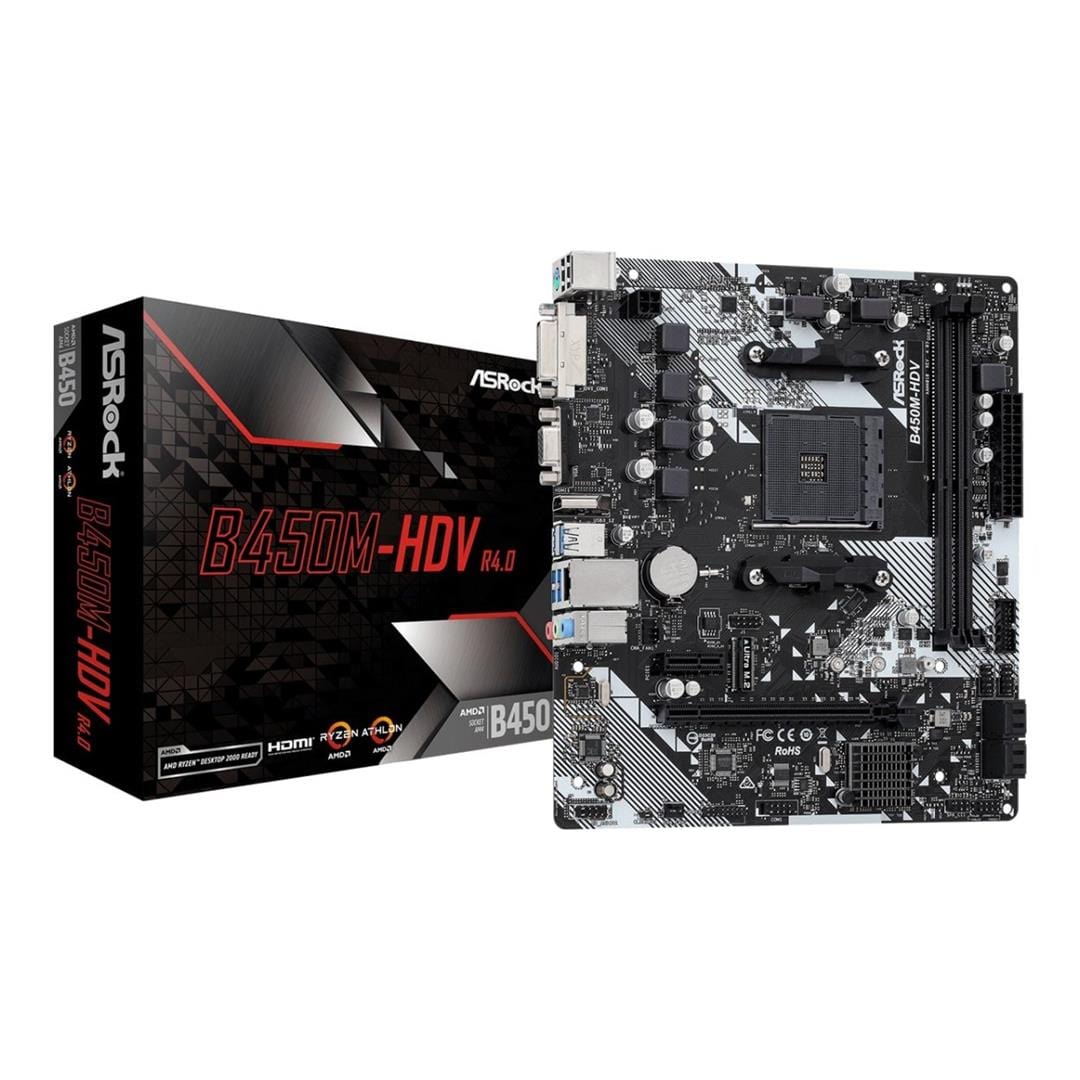 ASRock B450M-HDV R4.0 AMD Socket AM4 microATX Motherboard 90-MXB9N0-A0UAYZ