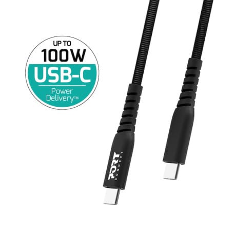 Port Designs 2m 100W USB-C to USB-C Cable Black 900067
