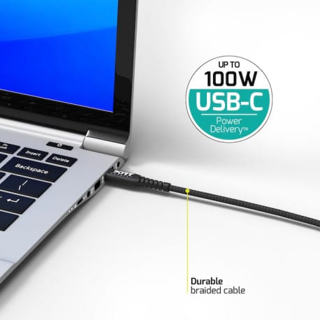 Port Designs 2m 100W USB-C to USB-C Cable Black 900067