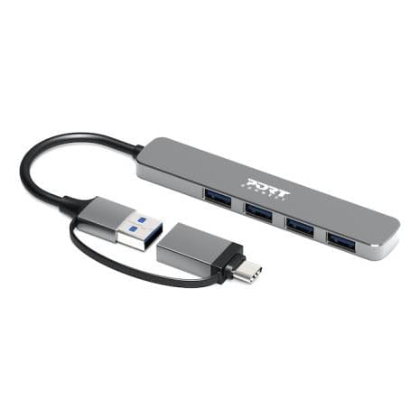 Port Designs 4-ports 5Gbps Multi USB Hub Silver 900161