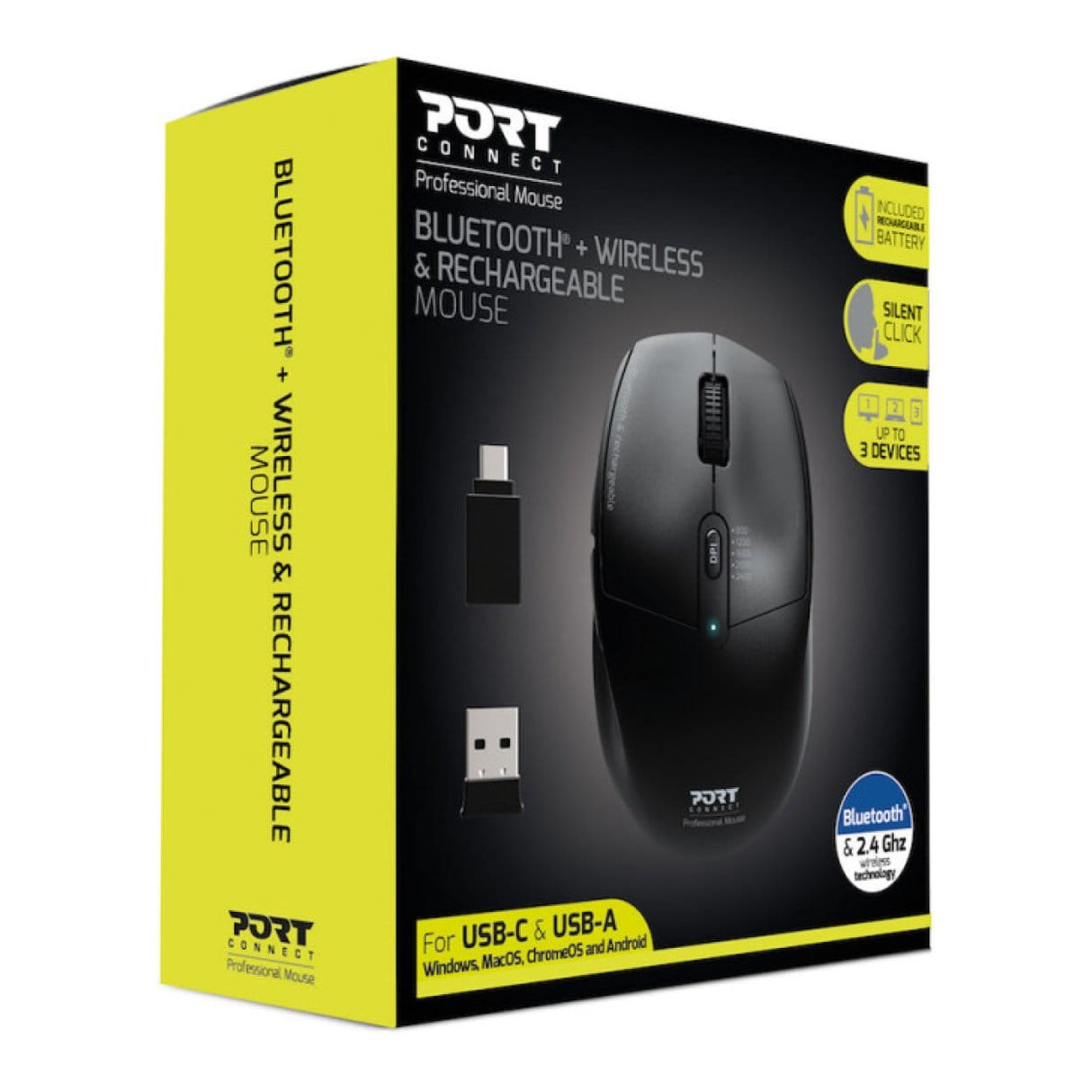 Port Designs 900715 Mouse Right-Hand RF Wireless+Bluetooth Optical 2400dpi
