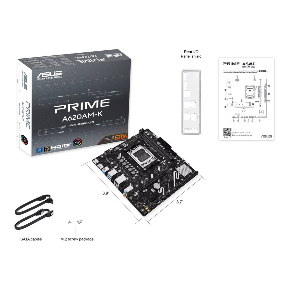 ASUS PRIME A620AM-K AMD Socket AM5 micro ATX Motherboard 90MB1GX0-M0EAY0