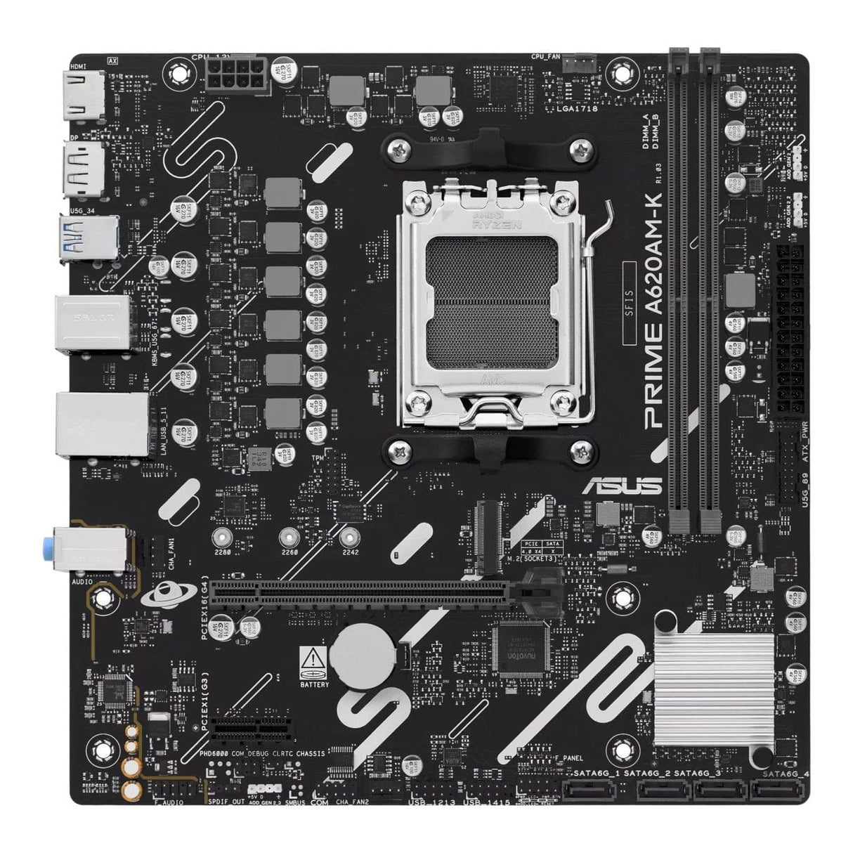 ASUS PRIME A620AM-K AMD Socket AM5 micro ATX Motherboard 90MB1GX0-M0EAY0