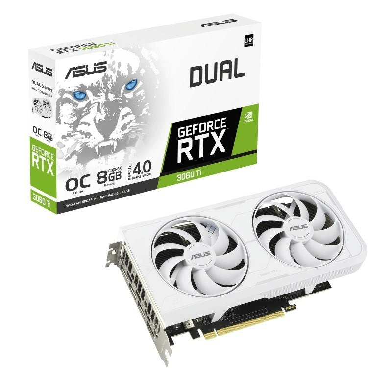 Asus Dual White OC Edition Nvidia GeForce RTX 3060 Ti 8GB GDDR6X Graphics Card 90YV0IP2-M0NA00
