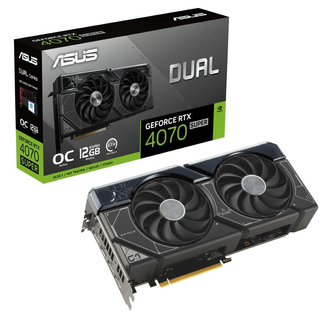 ASUS Dual Nvidia GeForce RTX 4070 Super OC Edition 12GB GDDR6X Graphics Card 90YV0K82-M0NA00