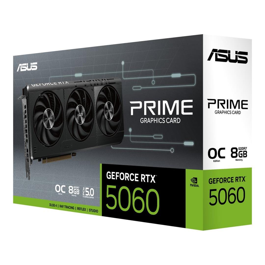 ASUS PRIME GeForce RTX 5060 8GB GDDR7 OC Edition Graphics Card 90YV0N10-M0NA00