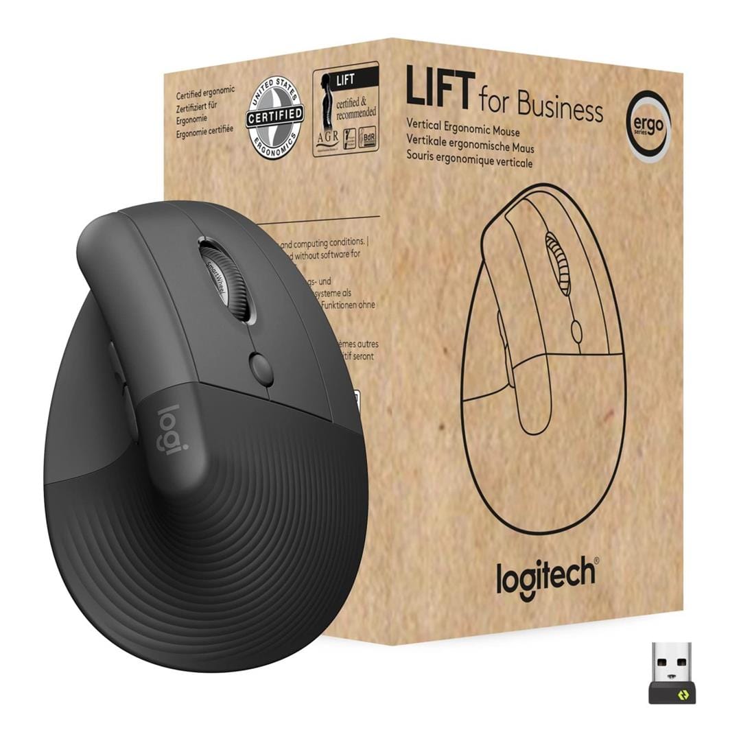 Logitech Lift Vertical Ergonomic Mouse Graphite Black 910-006485