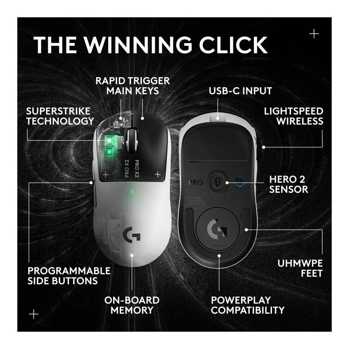 Logitech Pro X2 Superstrike Wireless Gaming Mouse 910-007777