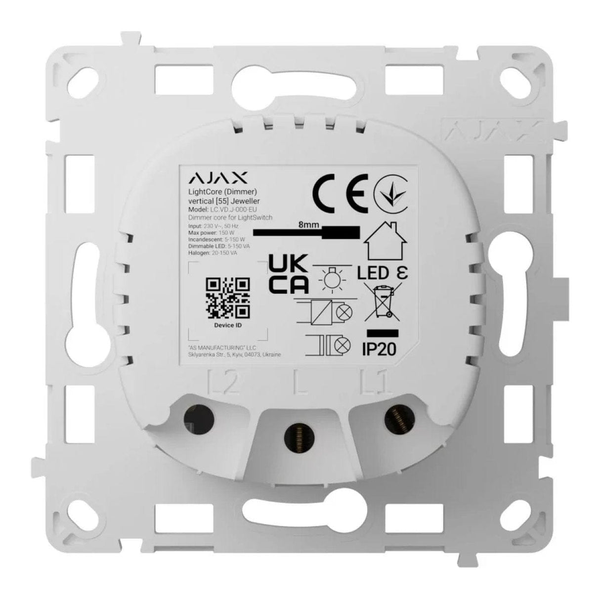 Ajax LightCore Dimmer Smart Switch 91248.255.WH1