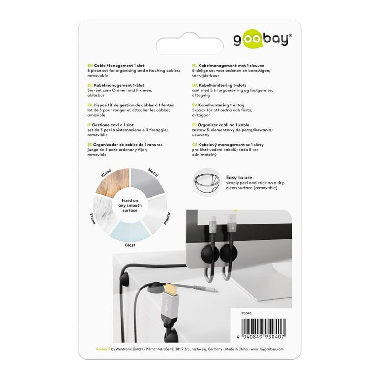 Goobay Cable Management 1-slot 5-piece Set Black 95040