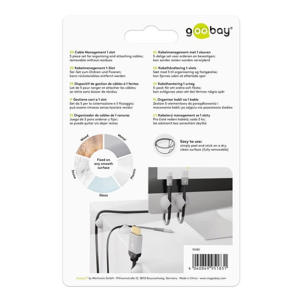 Goobay Cable Management 1-slot 5-piece Set White 95183