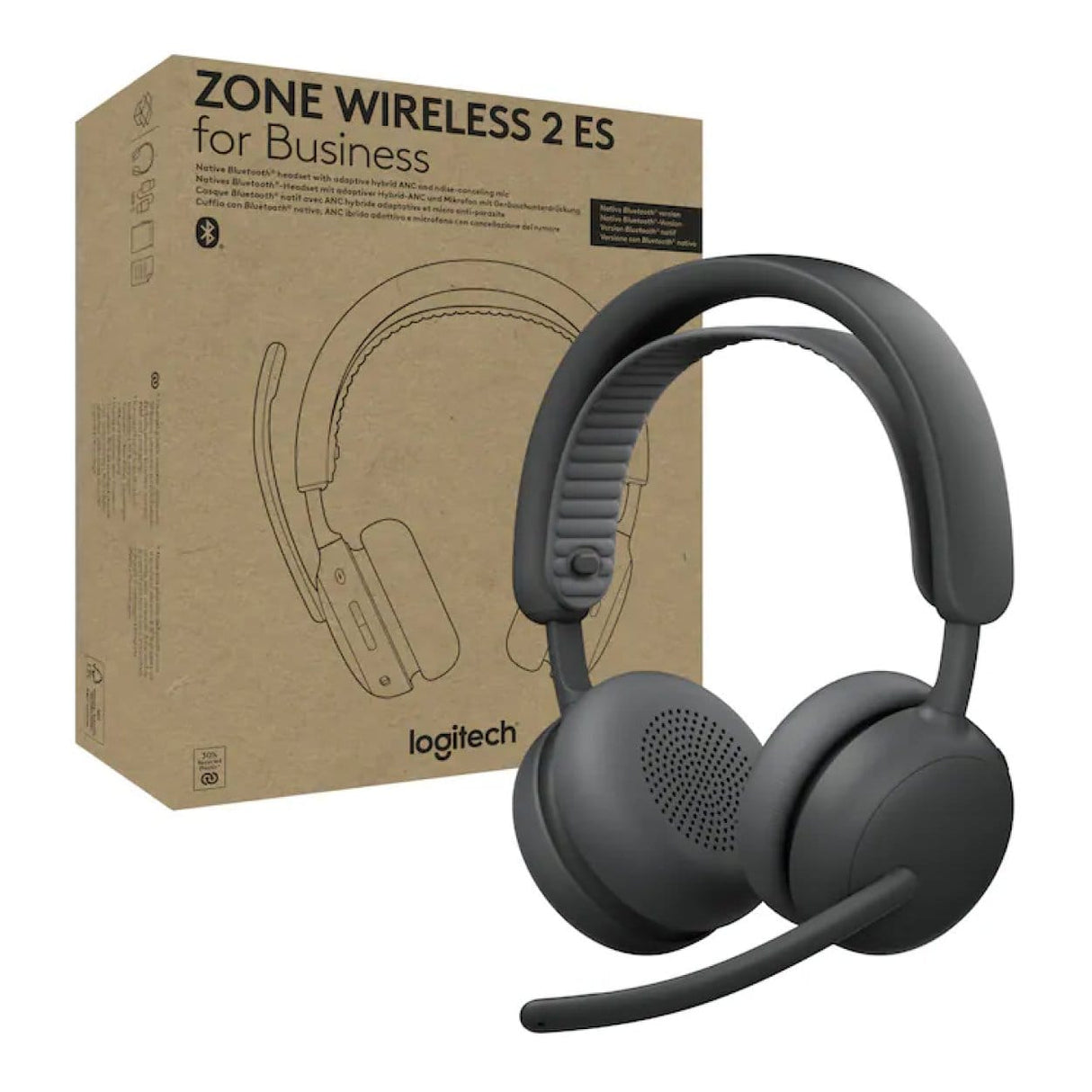 Logitech Zone Wireless 2 ES for Business MS Teams Certified Bluetooth Headset Graphite 981-001593