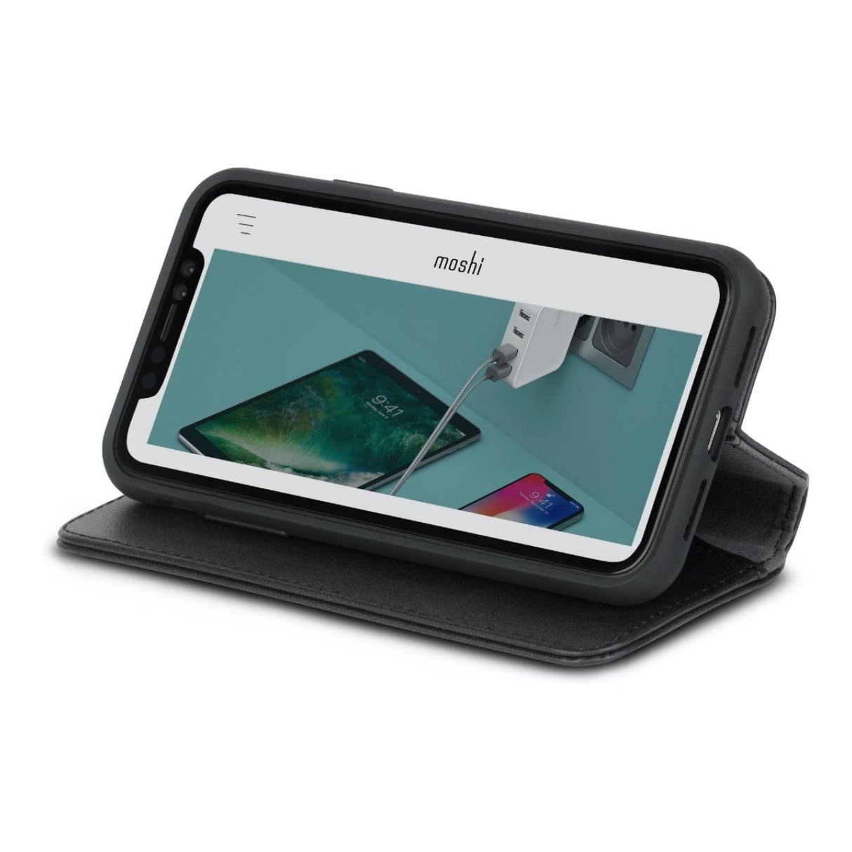 Moshi Overture Premium Wallet Case for iPhone XS Max - Charcoal Black 99MO091011