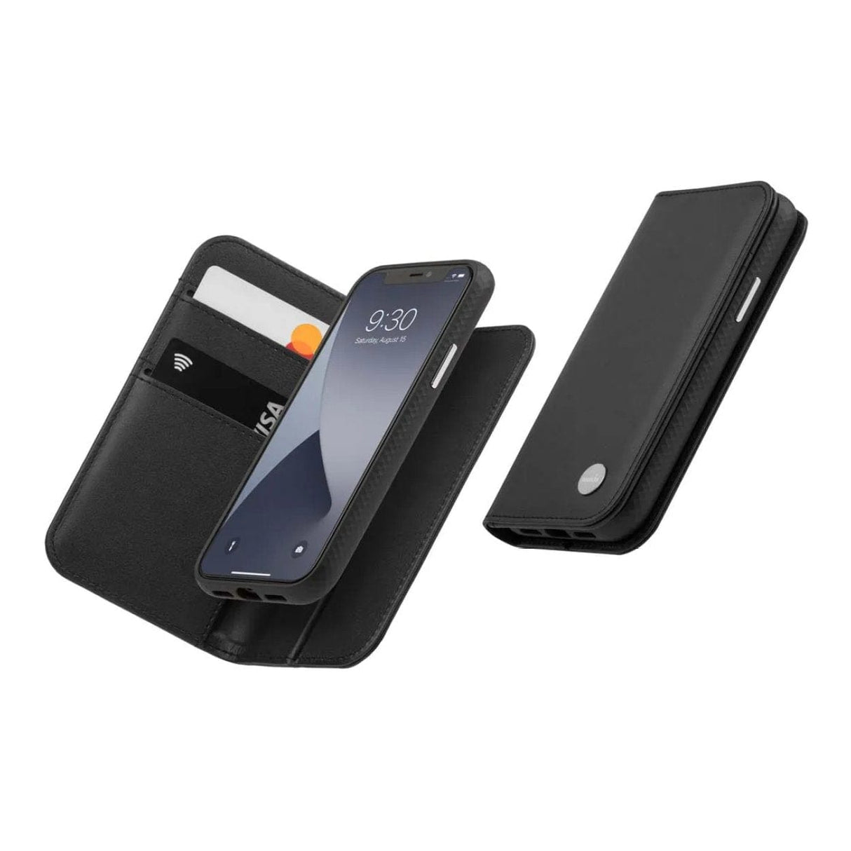 Moshi Overture SnapTo Case with Detachable Magnetic Wallet for iPhone 12 Mini - Jet Black