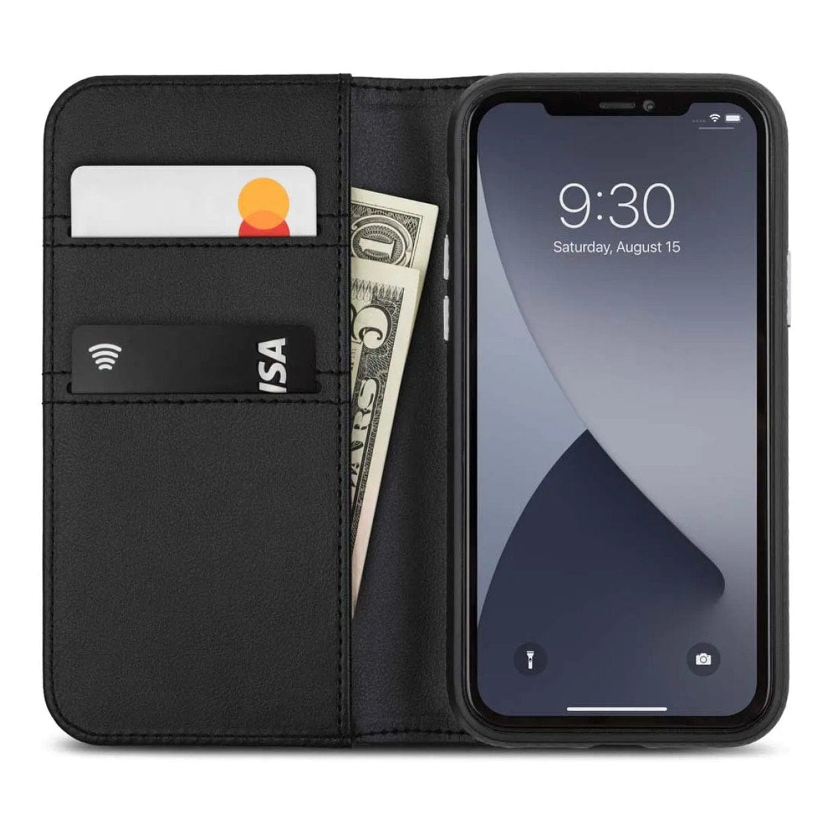Moshi Overture SnapTo Case with Detachable Magnetic Wallet for iPhone 12 Mini - Jet Black