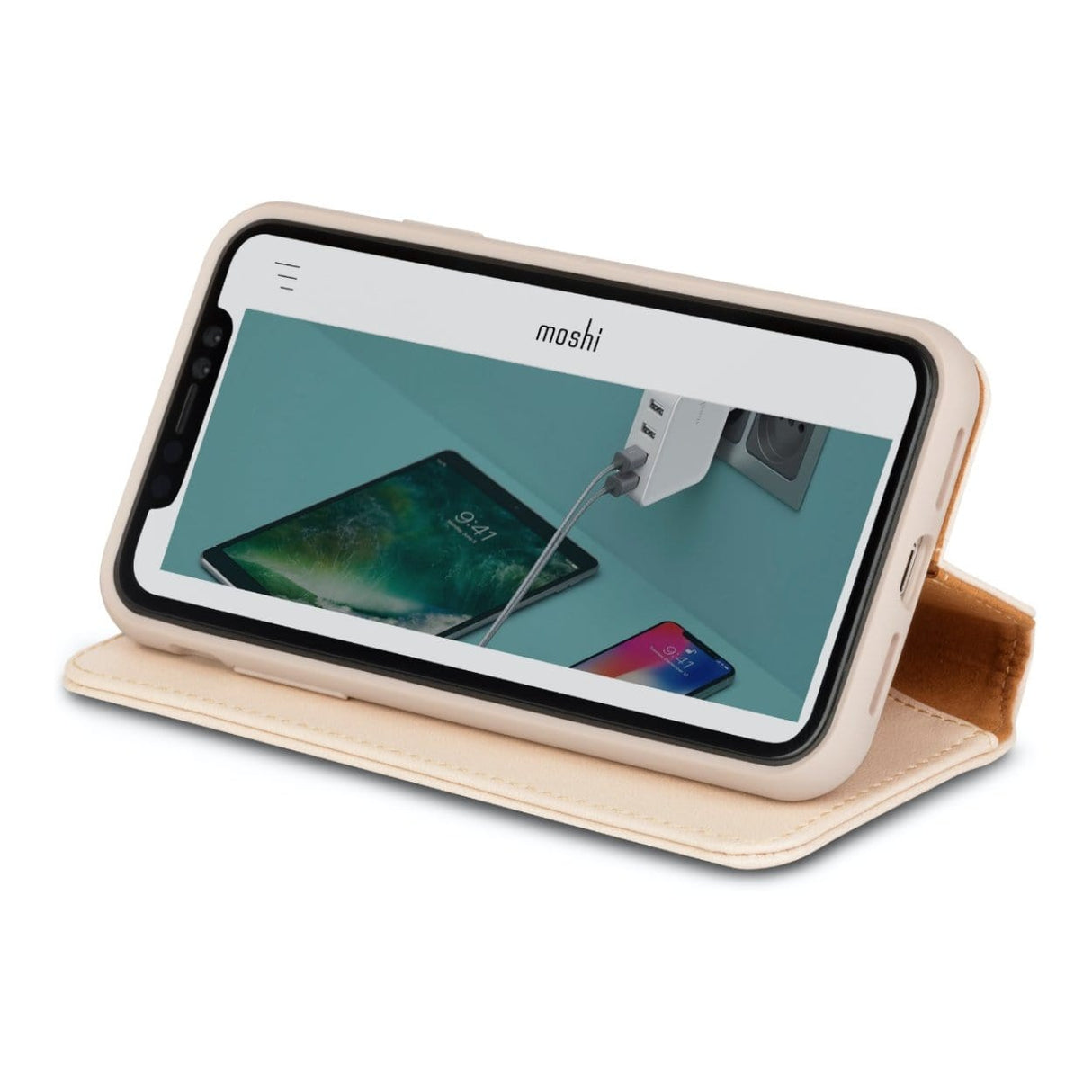 Moshi Overture Premium Wallet Case for iPhone XS Max - Savanna Beige 99MO091262