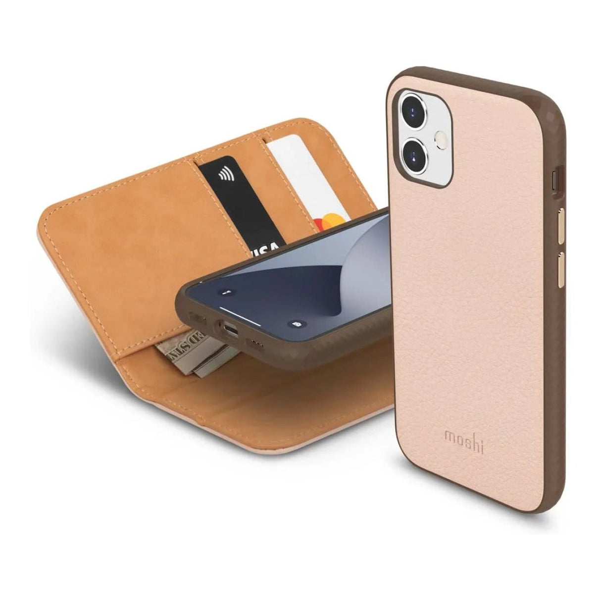 Moshi Overture SnapTo Case with Detachable Magnetic Wallet for iPhone 12 Mini - Luna Pink