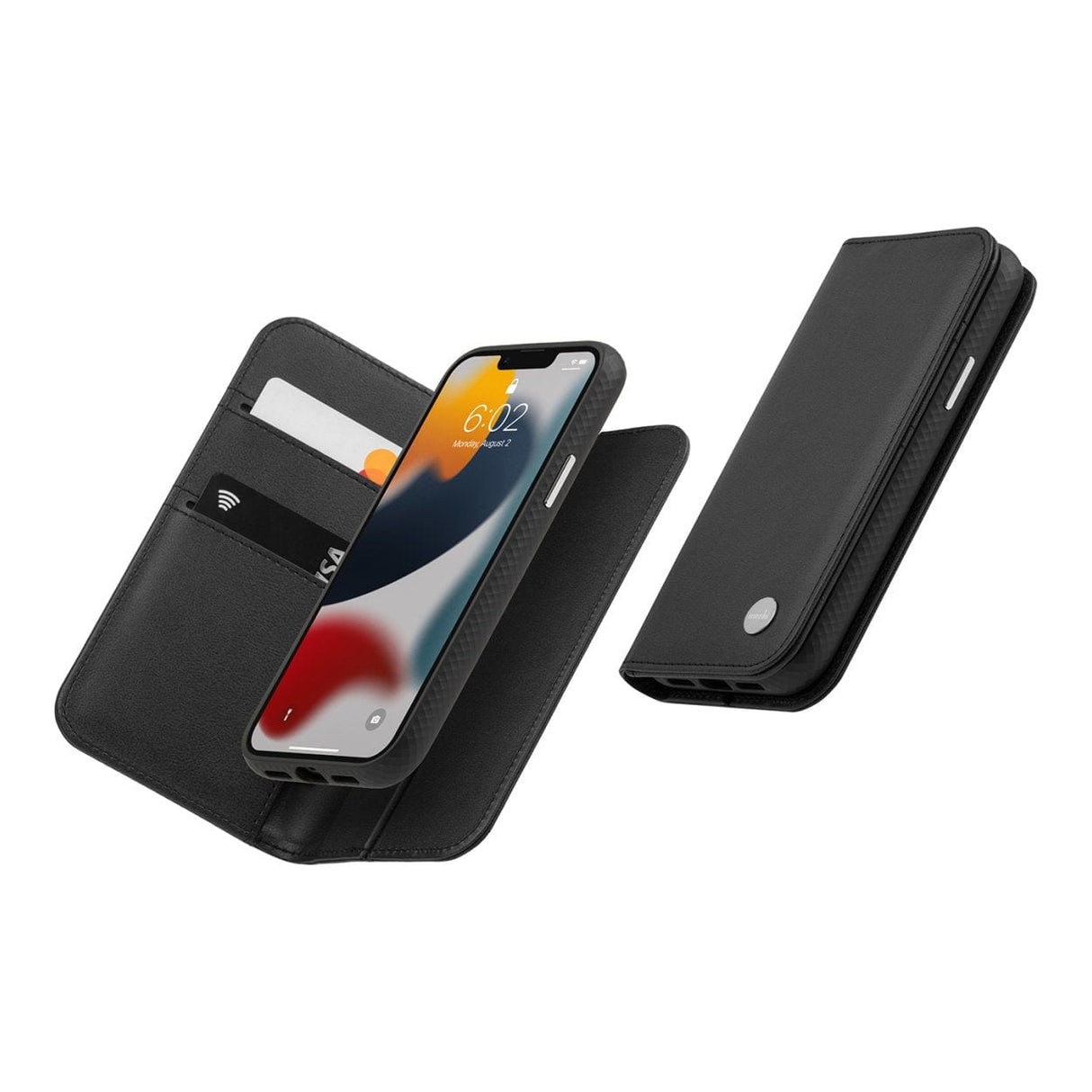 Moshi Overture SnapTo Case with Detachable Magnetic Wallet for iPhone 13 Pro - Jet Black