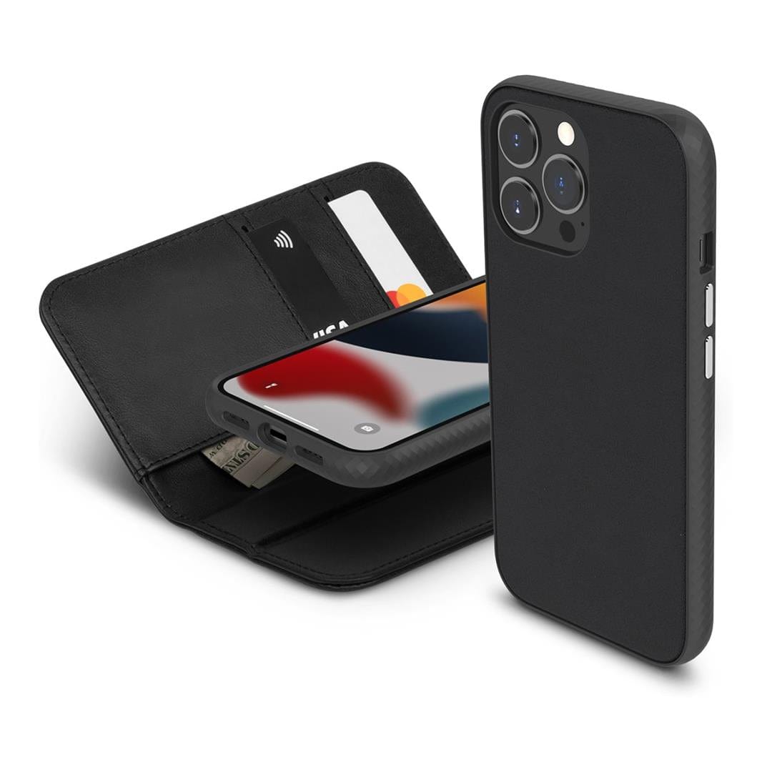 Moshi Overture SnapTo Case with Detachable Magnetic Wallet for iPhone 13 Pro - Jet Black