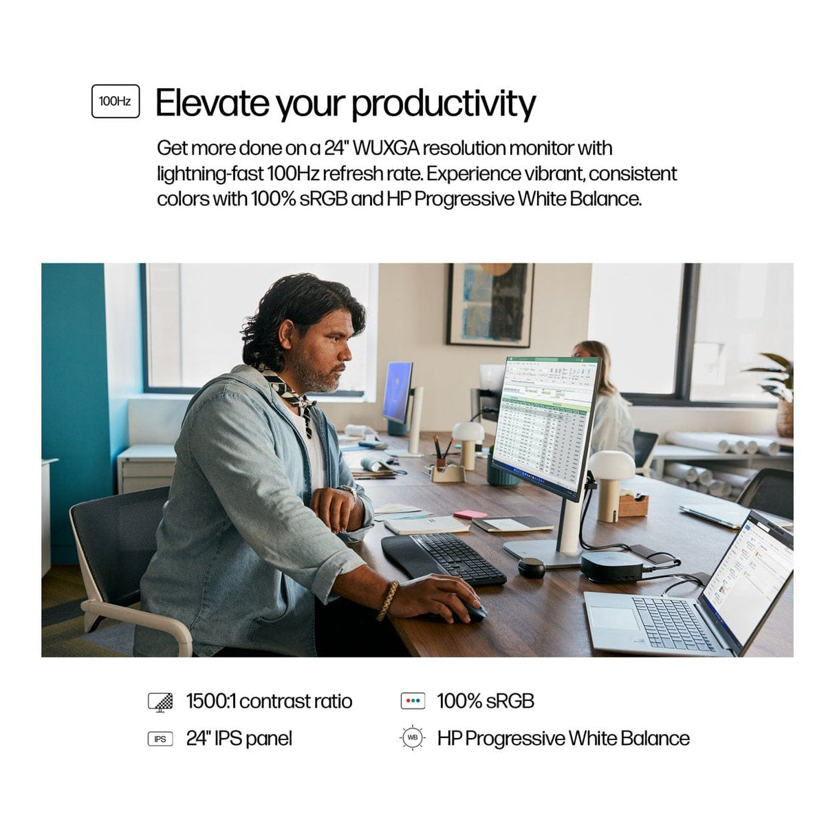 HP Series 5 Pro 524pn 24-inch 1920 x 1200p WUXGA 16:10 100Hz 5ms LED IPS Monitor 9D9A7AS