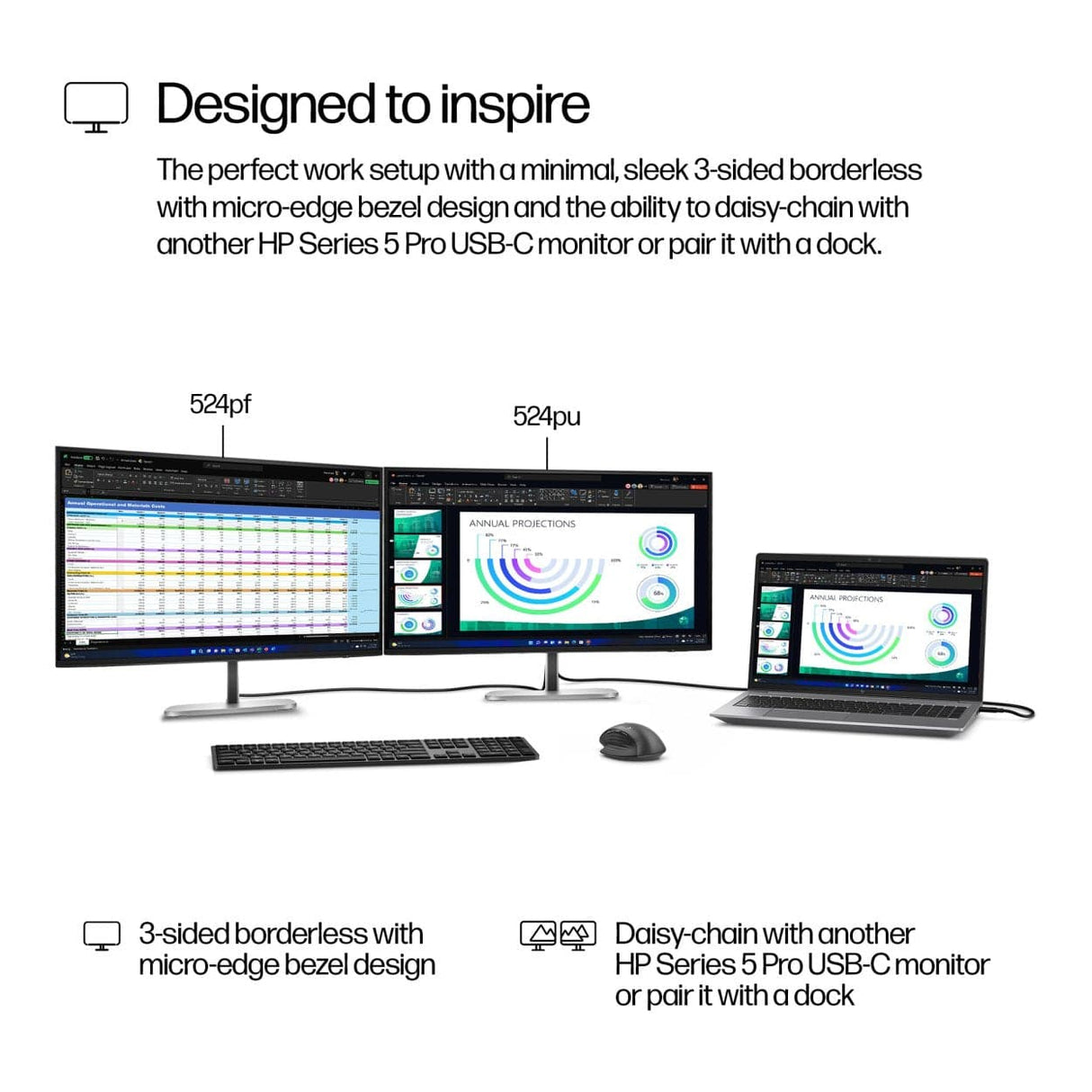 HP Series 5 Pro 524pf 23.8-inch 1920 x 1080p FHD 16:9 100Hz 5ms LED IPS Monitor 9D9L6UT