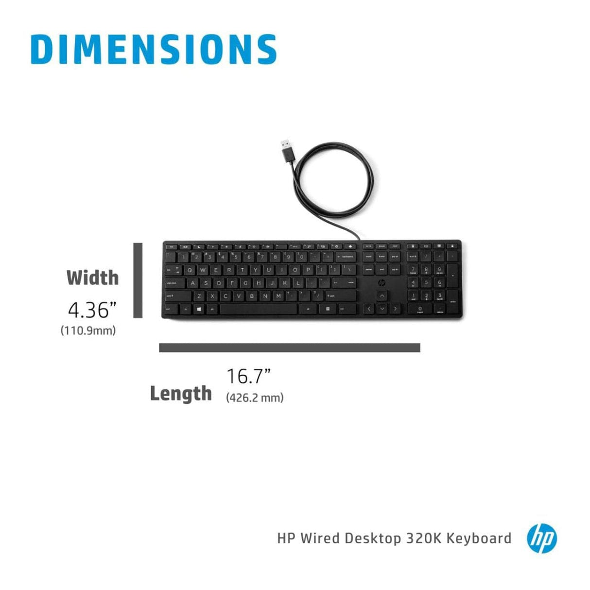 HP 320K Wired USB Keyboard Black 9SR37UT