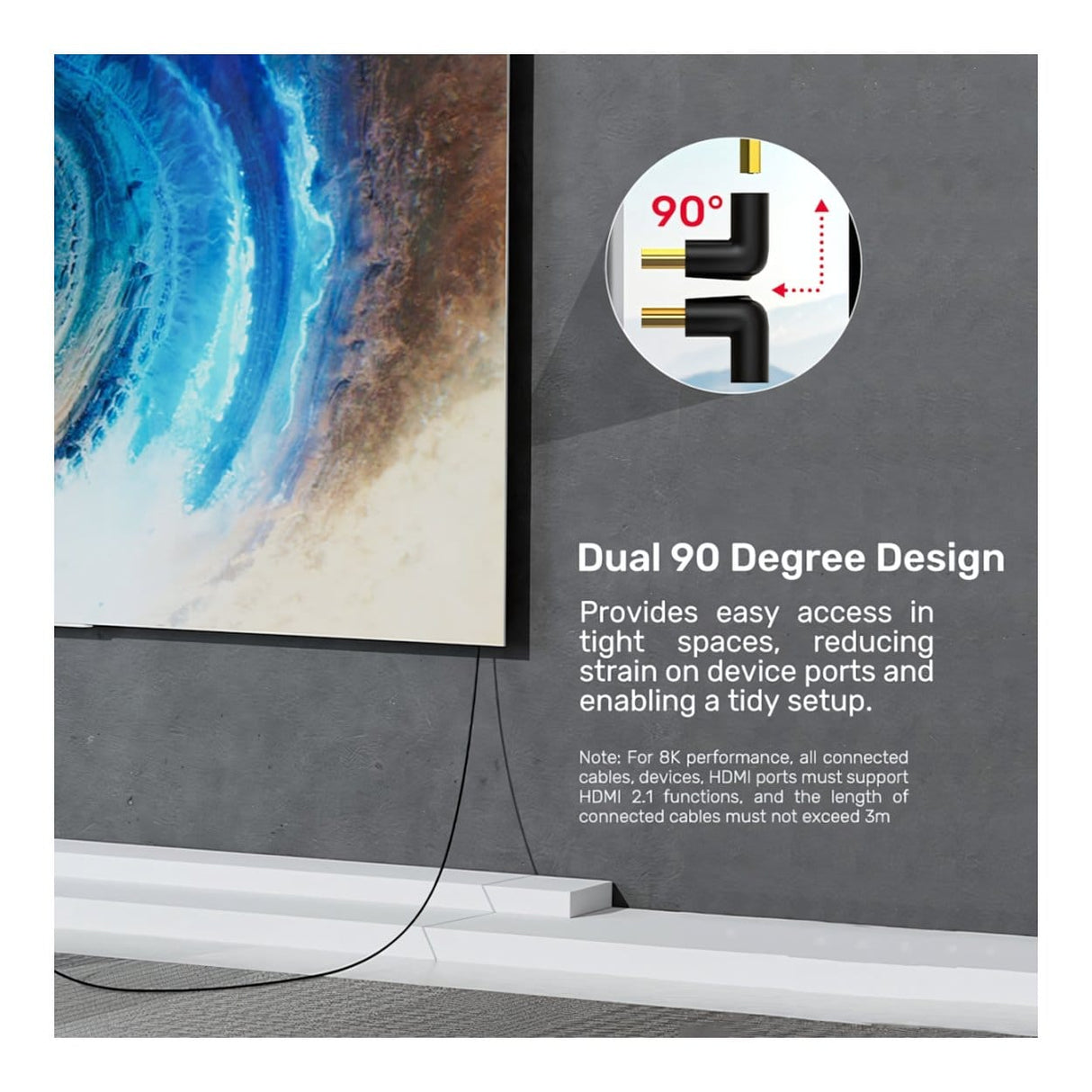 Unitek 8K HDMI Right Angle Adapter A1046ABK03