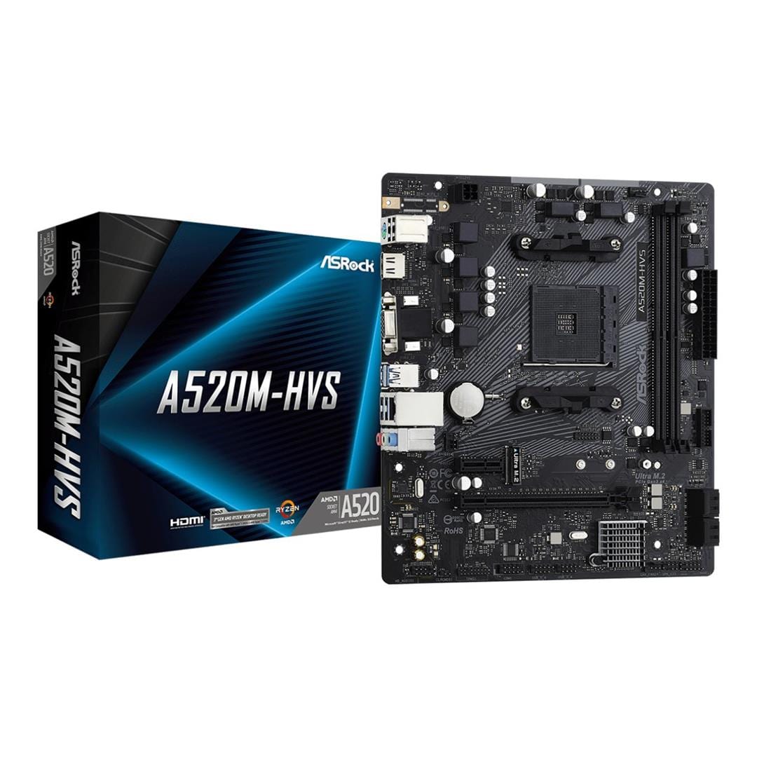ASRock A520M-HVS AMD A520 Socket AM4 micro-ATX Motherboard