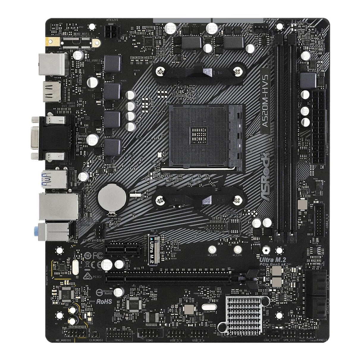 ASRock A520M-HVS AMD A520 Socket AM4 micro-ATX Motherboard