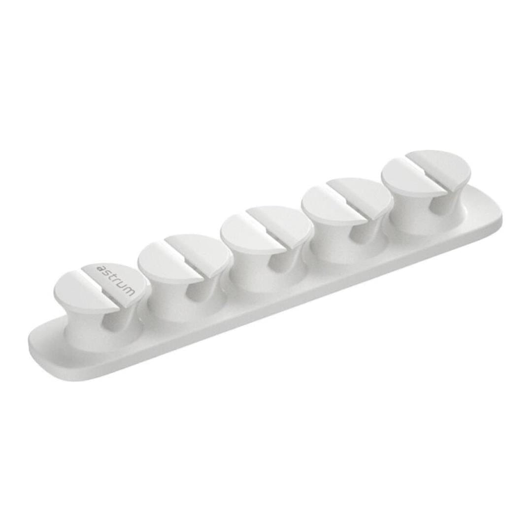 Astrum CO110 5 Bay 4 Storage Compartments Cable Organizer Clips White A71011-W