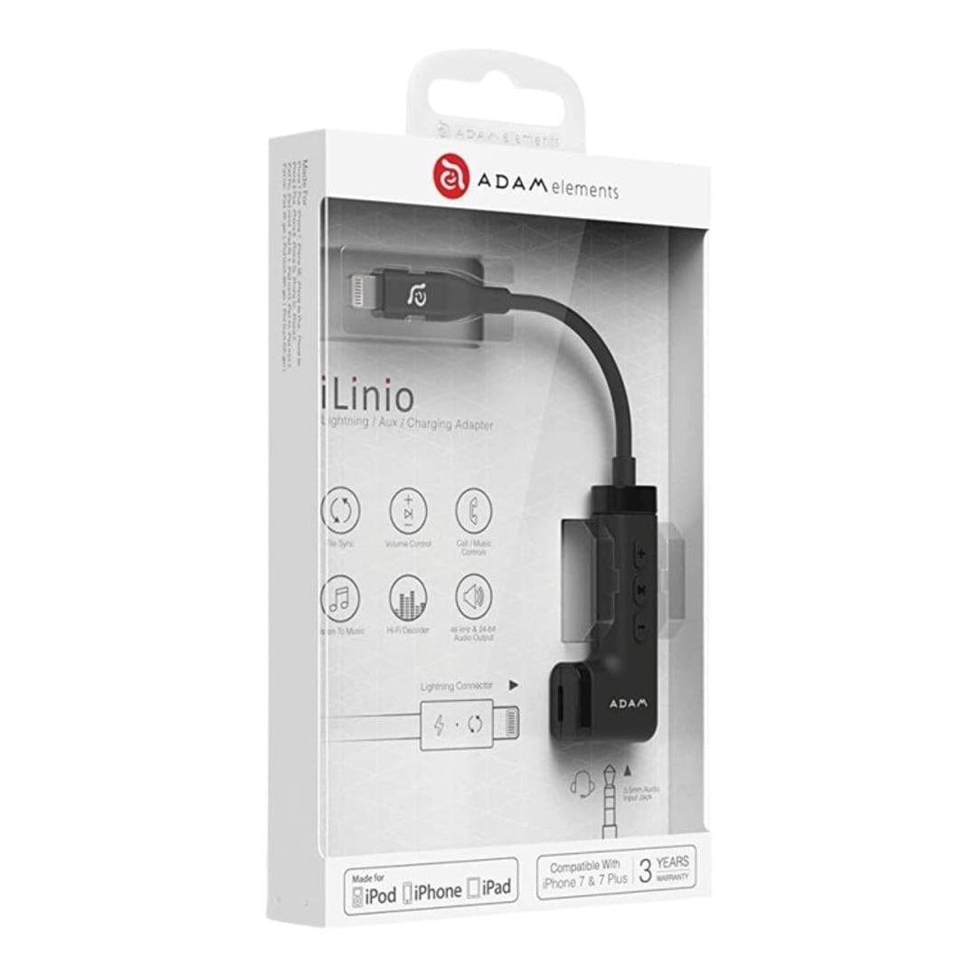 Adam Elements iLinio 2-in-1 Lightning to AUX Adapter Black AAPADA35LBK