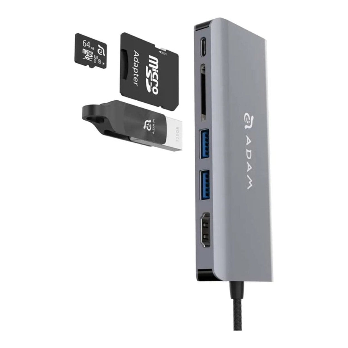 Adam Elements CASA A01 6-in-1 Type-C Ethernet Hub Grey AAPADHUBA01GY