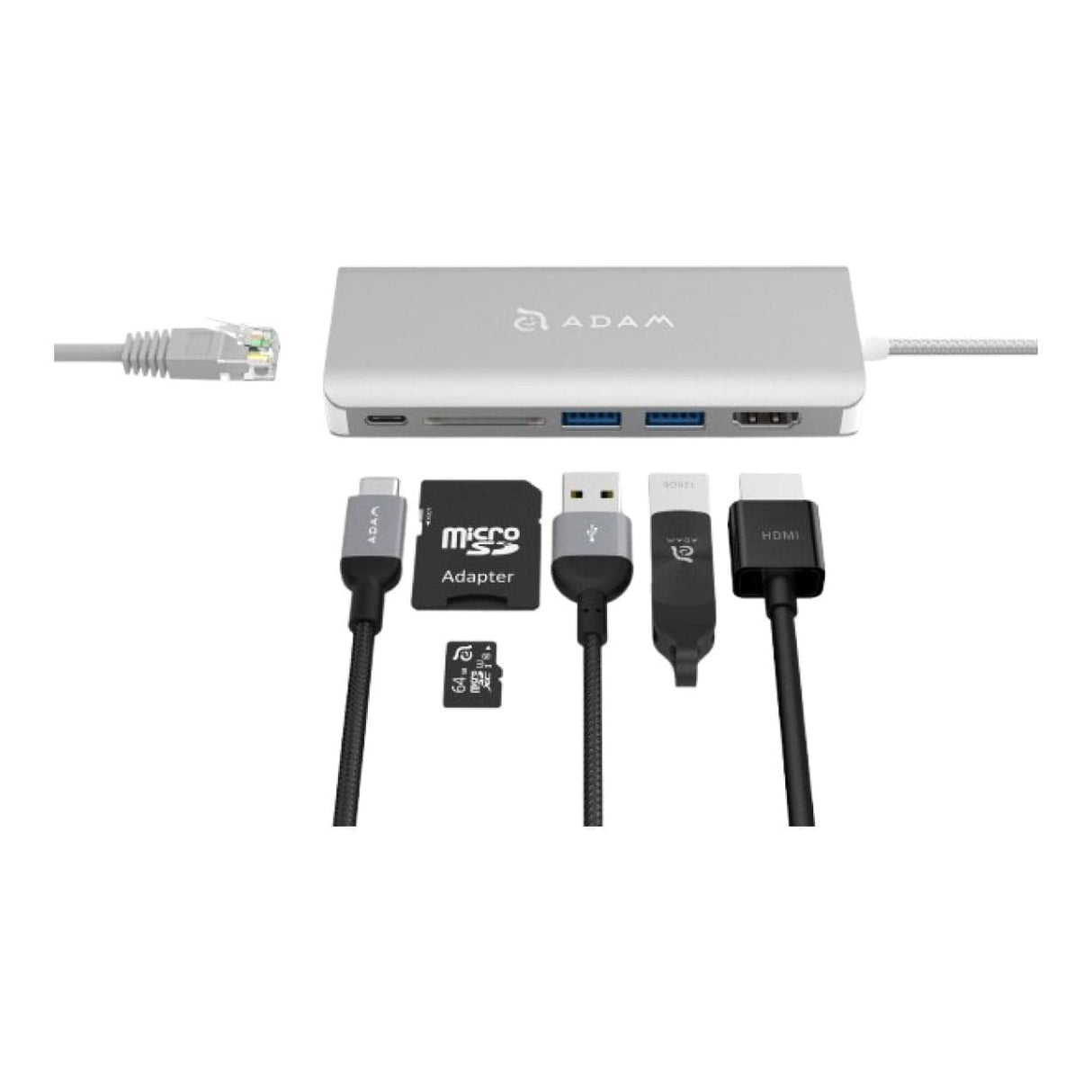 Adam Elements CASA A01 6-in-1 Type-C Ethernet Hub Silver AAPADHUBA01SL