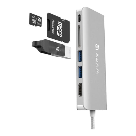 Adam Elements CASA A01 6-in-1 Type-C Ethernet Hub Silver AAPADHUBA01SL