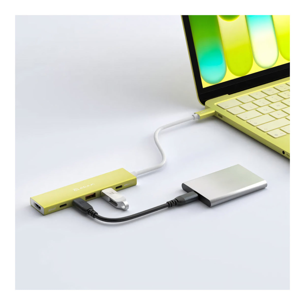 Adam Elements DE06 6-in-1 USB-C Multifunction Hub - Yellow AAPADHUBDE06YL
