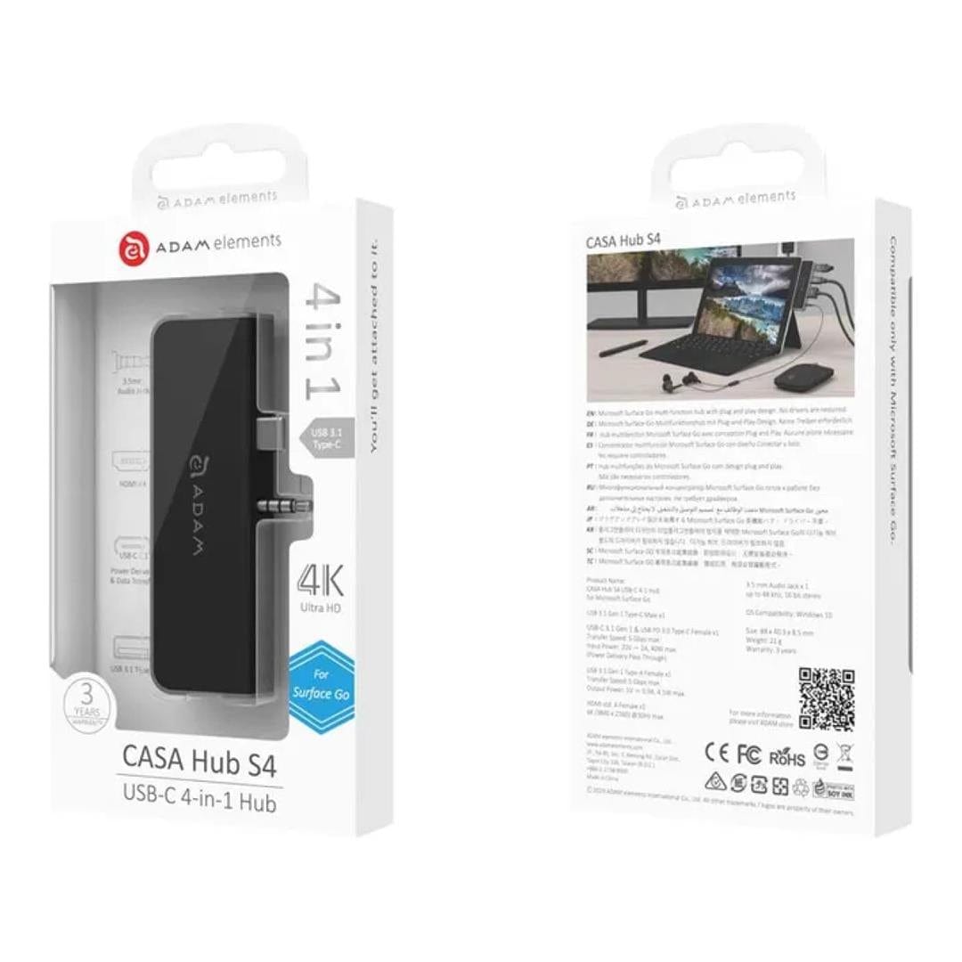 Adam Elements CASA S4 4-in-1 Type-C Hub for Microsoft Surface Go AAPADHUBS4HBSL