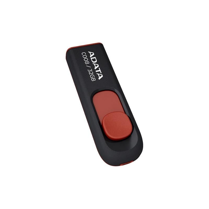 ADATA 32GB C008 USB 2.0 Type-A Black and Red USB Flash Drive AC008-32G-RKD