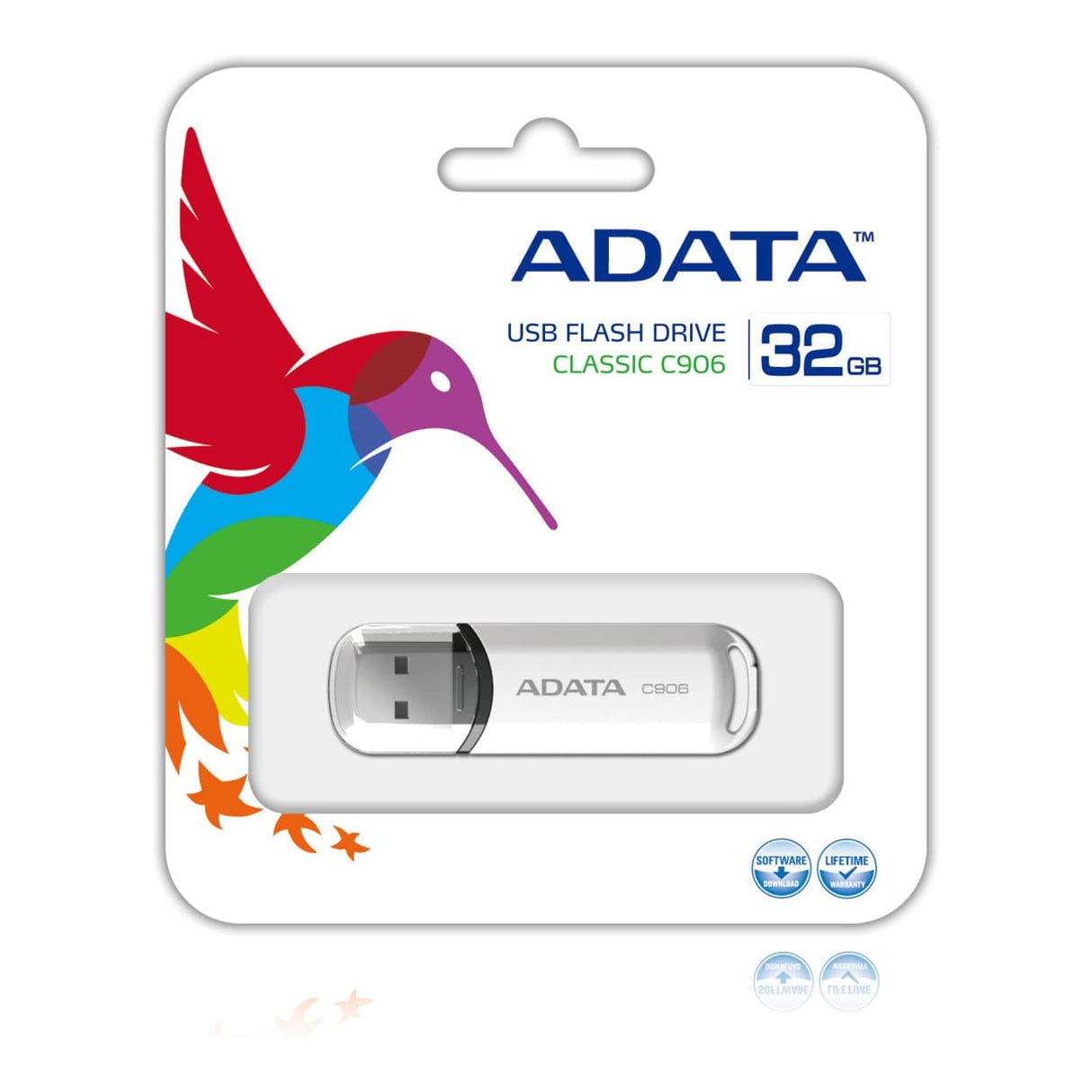ADATA C906 32GB USB 2.0 White Flash Drive AC906-32G-RWH